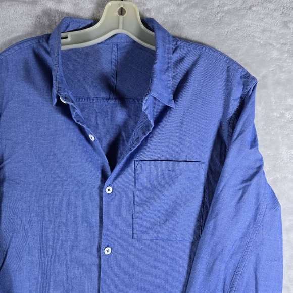 Lululemon Front Pocket Long Sleeve Shirt Medium Button Up Blue Collar - Picture 3 of 9